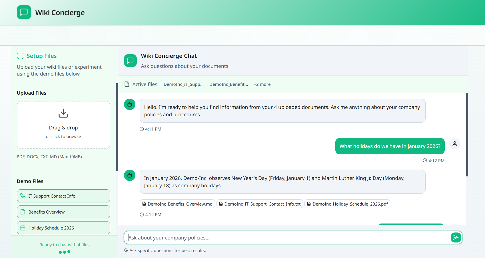 Website of the app Wiki Concierge